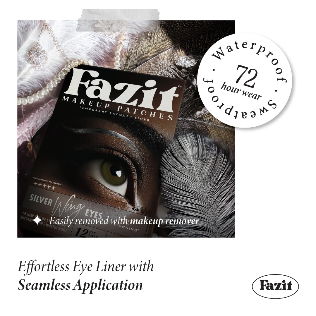 Fazit Silver Wing Eye Patches – Glitter Makeup Patches for Women – Waterproof & Long-Lasting Shine