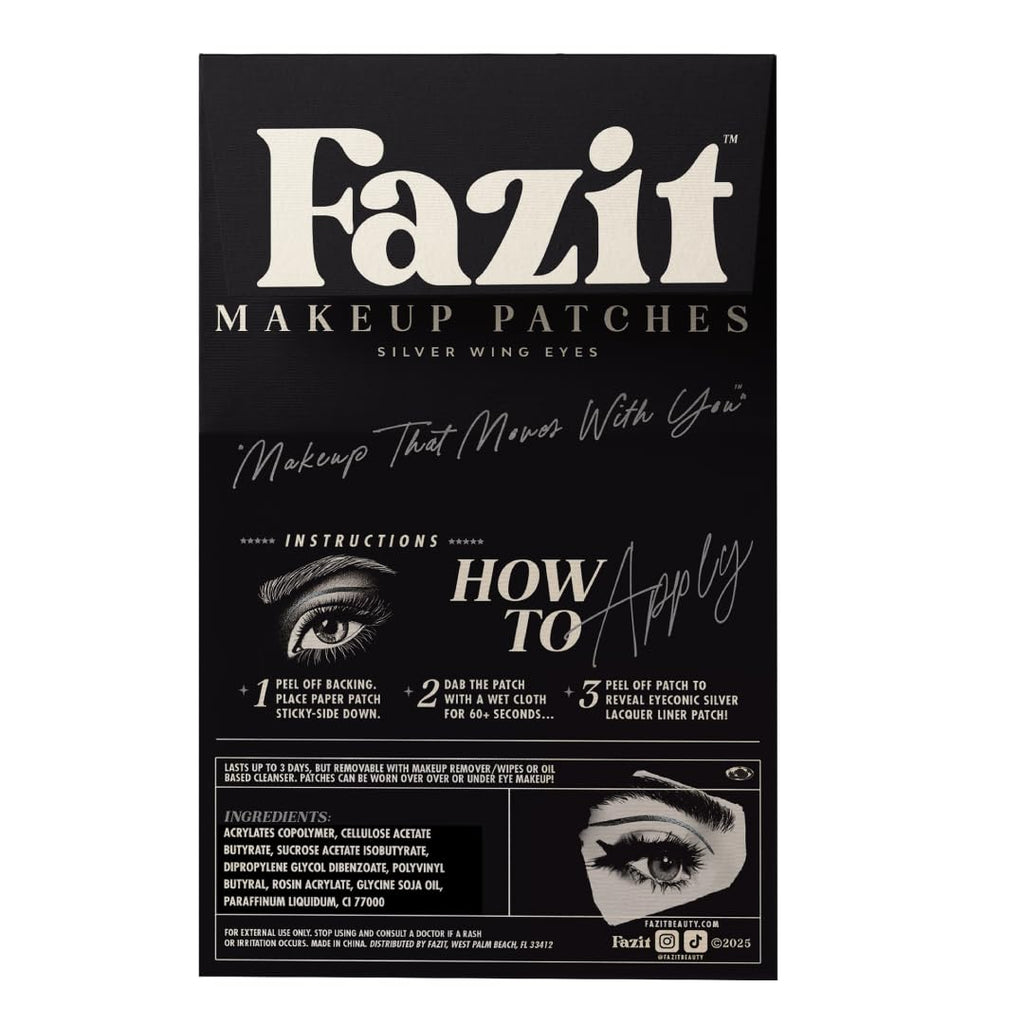 Fazit Silver Wing Eye Patches – Glitter Makeup Patches for Women – Waterproof & Long-Lasting Shine