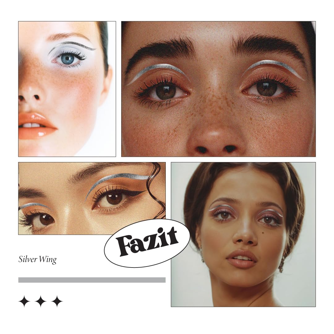 Fazit Silver Wing Eye Patches – Glitter Makeup Patches for Women – Waterproof & Long-Lasting Shine