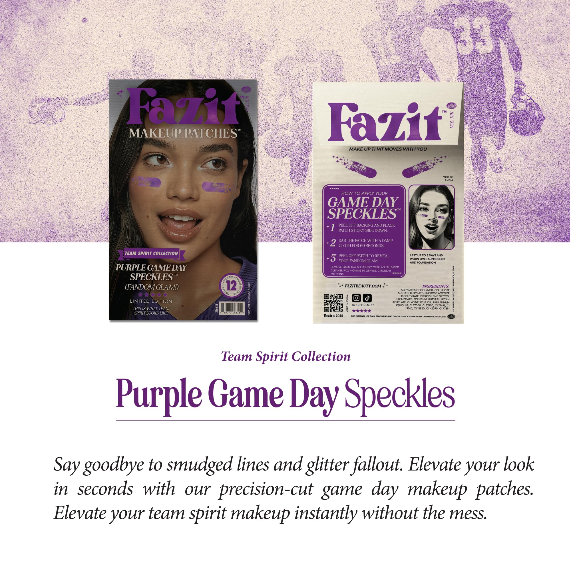 Fazit Purple Game Day Makeup Patches – Glow Up Glitter Speckles for Face