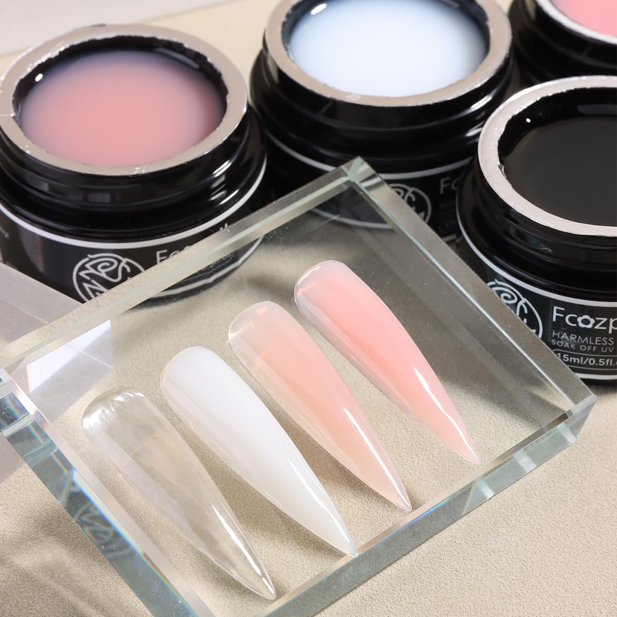 Fcozpjk Builder Gel Kit — 4 Colors Thickening Gel with Brush Pen for Nails