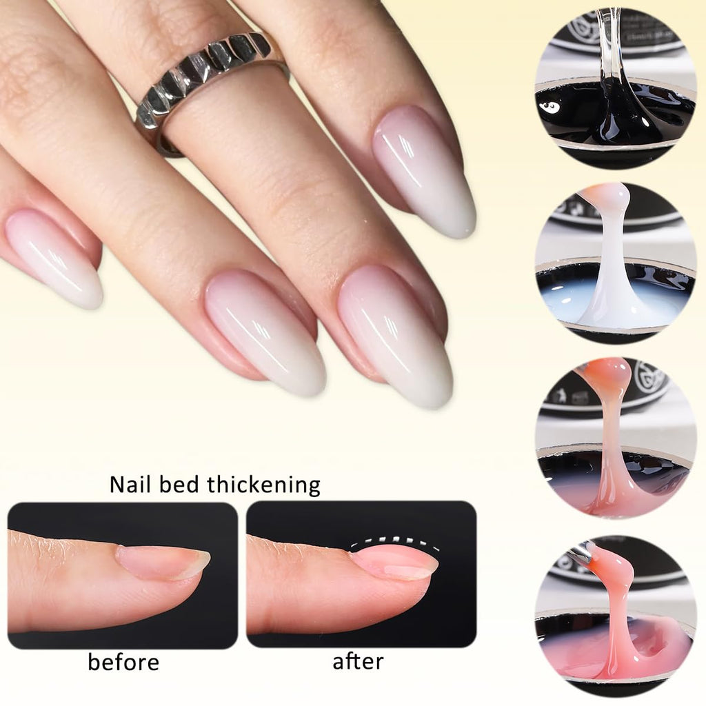 Fcozpjk Builder Gel Kit — 4 Colors Thickening Gel with Brush Pen for Nails