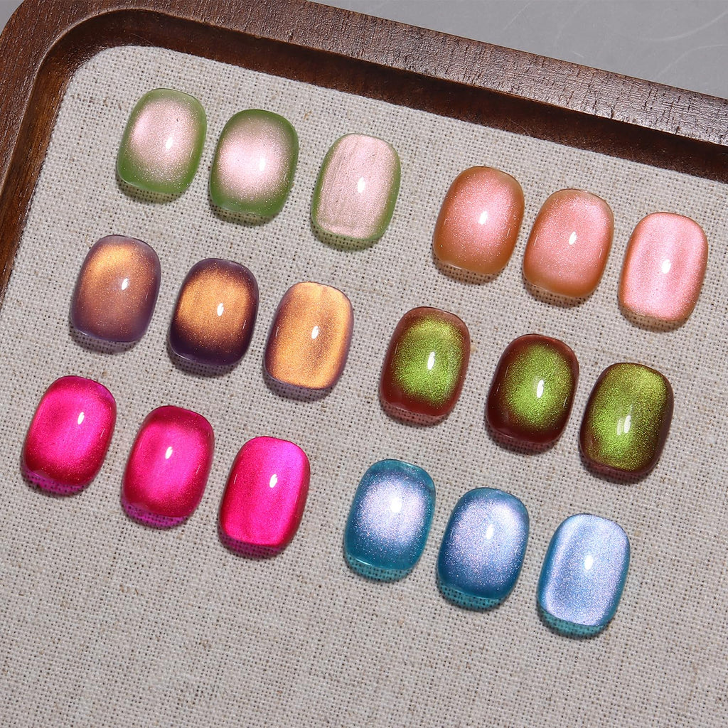 Fcozpjk Cat Eye Gel Nail Polish Set with Magnet Stick – 6 Polishes + Magnet, 8ml Each