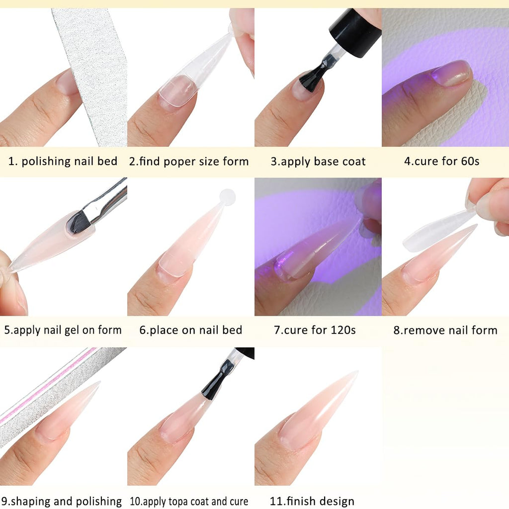 Fcozpjk Builder Gel Kit — 4 Colors Thickening Gel with Brush Pen for Nails