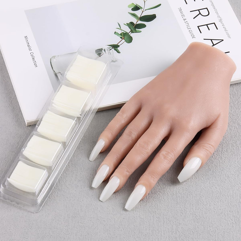 Fcozpjk Silicone Practice Hand for Nail Art – Soft, Flexible Fingers & 100 Tips Kit