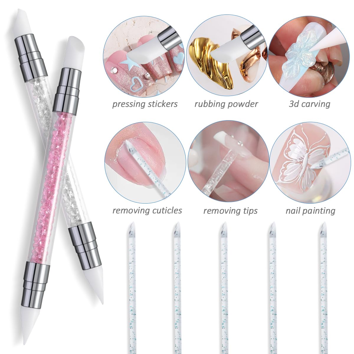 Fcozpjk Solid Builder Gel Kit – 6 Colors, Non-Stick 3D Nail Art Starter with Silicone Carving Pen
