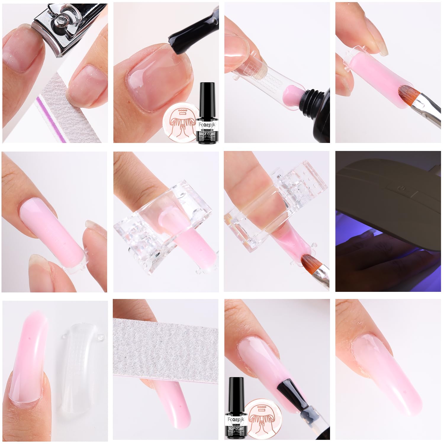Fcozpjk Poly Nail Gel Kit with UV Light | 12 Colors Starter Set for Beginners