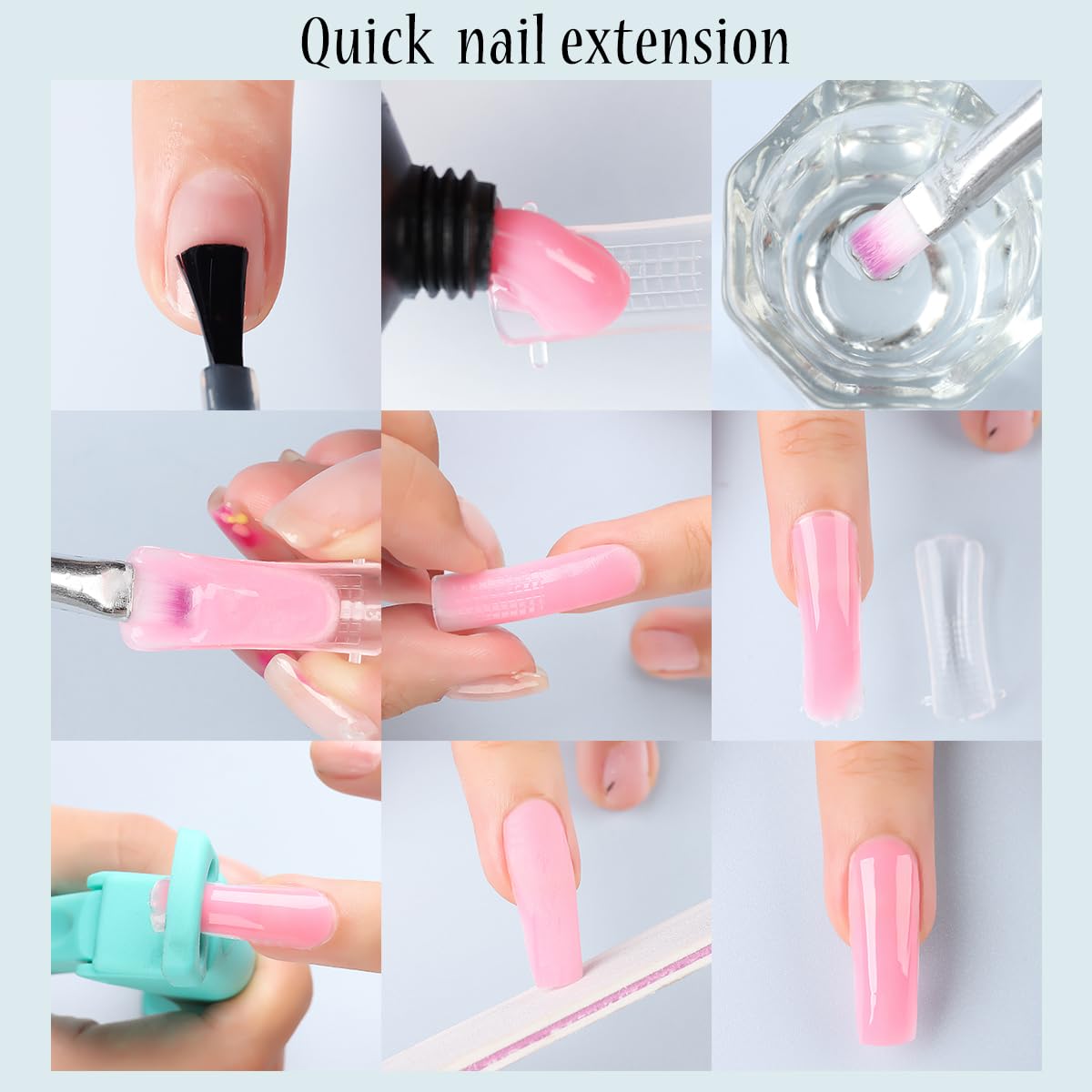 Fcozpjk 12-Color Poly Gel Kit – Clear, White, Nude Pink & Glitter Builder Gel for Quick Nail Extensions