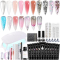 Fcozpjk Poly Nail Gel Kit with UV Light | 12 Colors Starter Set for Beginners