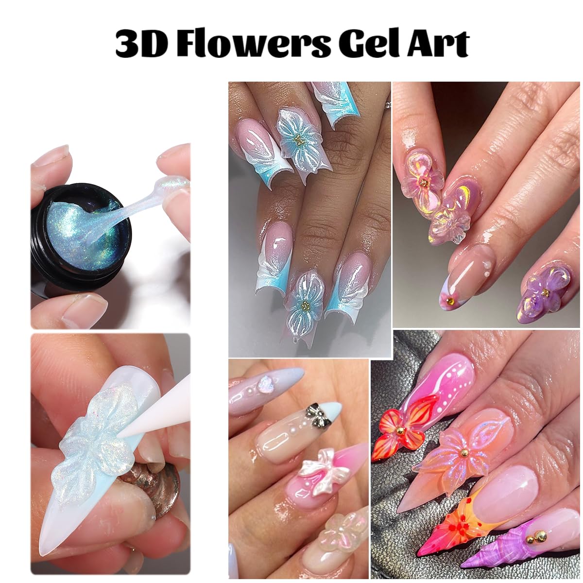 Fcozpjk Solid Builder Gel Kit – 6 Colors, Non-Stick 3D Nail Art Starter with Silicone Carving Pen