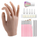 Fcozpjk Silicone Practice Hand for Nail Art – Soft, Flexible Fingers & 100 Tips Kit