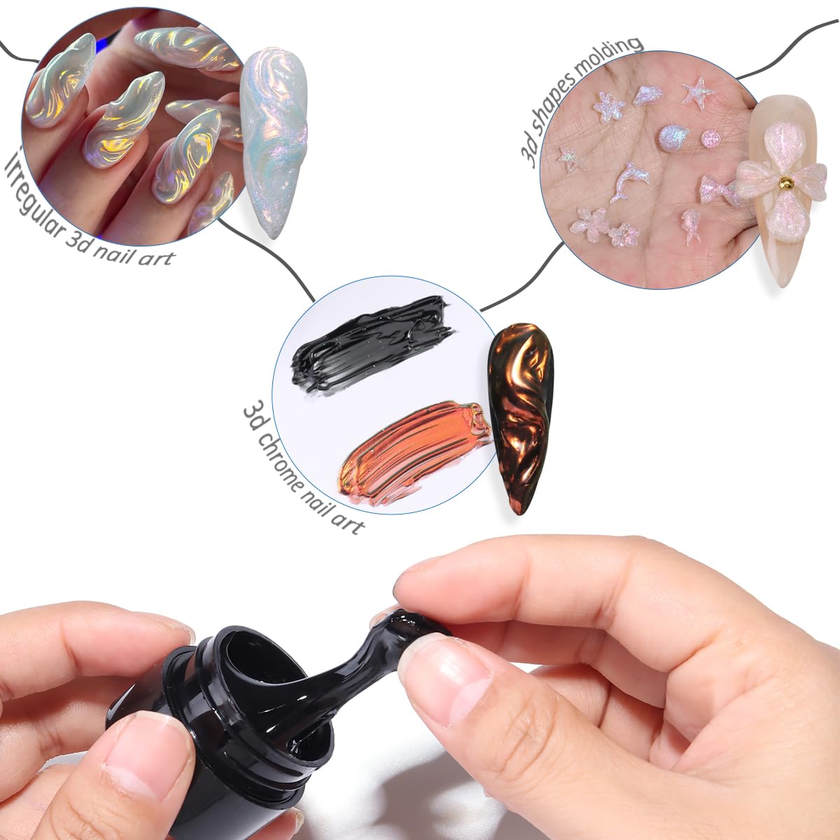 Fcozpjk Solid Builder Gel Kit – 6 Colors, Non-Stick 3D Nail Art Starter with Silicone Carving Pen