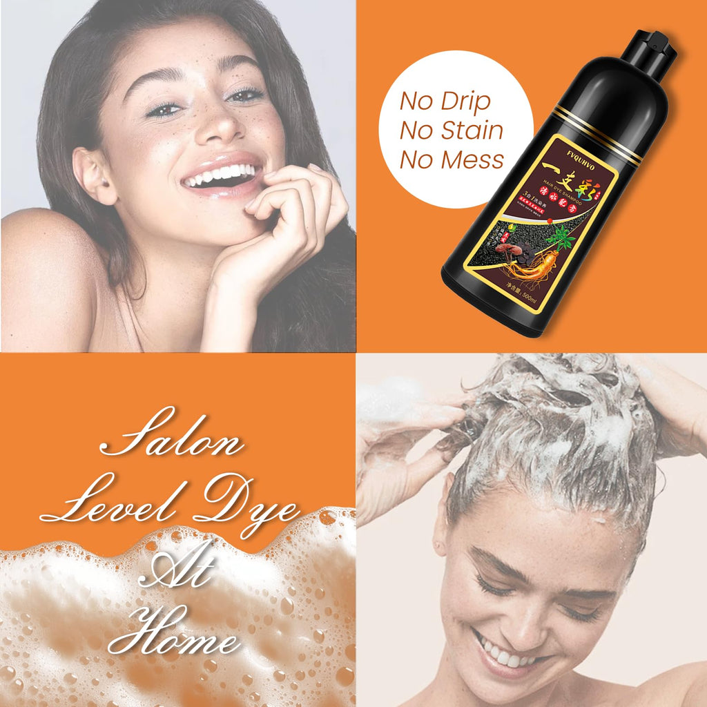 Fedulili Light Brown Hair Dye Shampoo 3-In-1 – Instant Color, Root Touch Up, 500ml