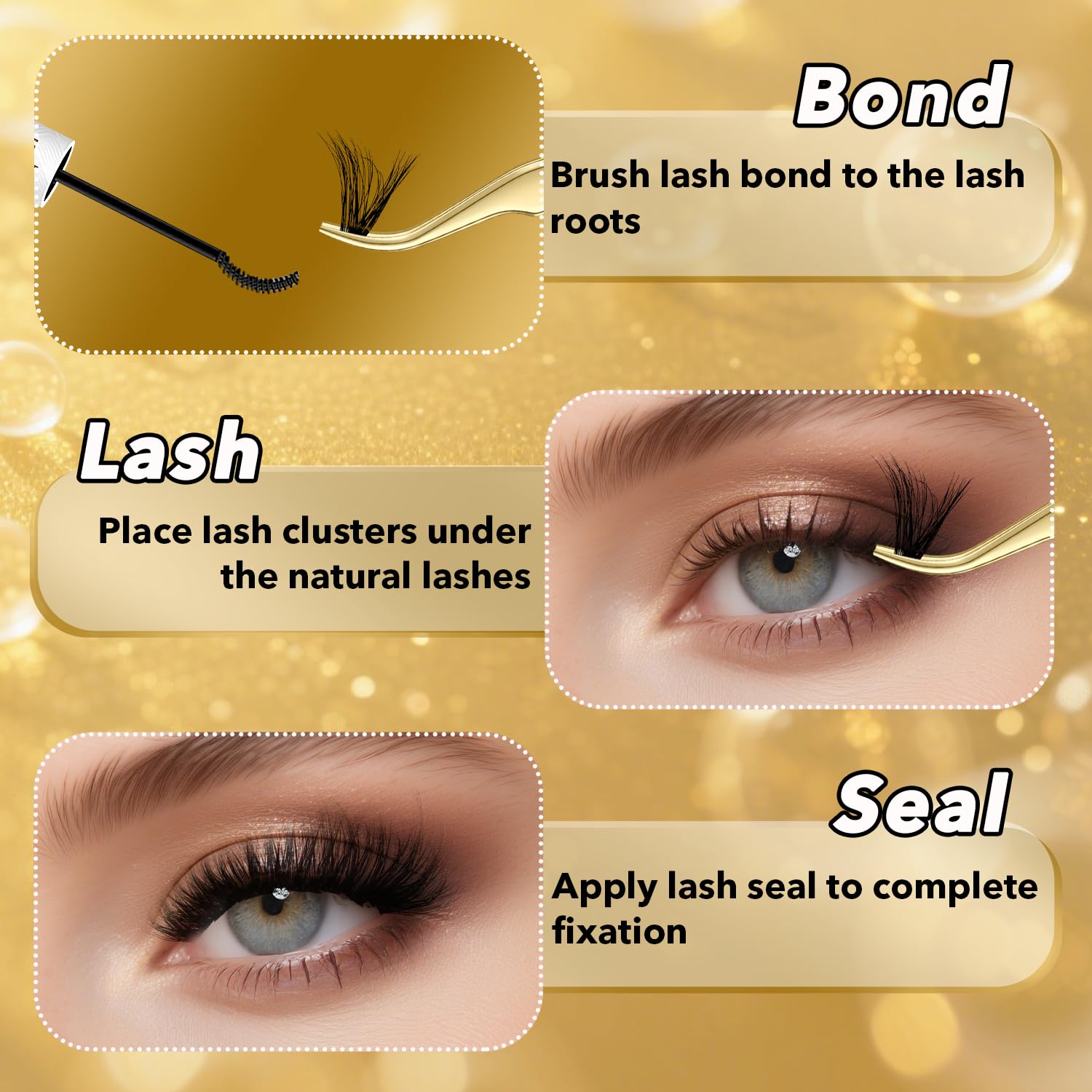 FEEGO Lash Extension Kit | Fluffy 9-16mm Cluster Lashes, Waterproof & DIY Friendly