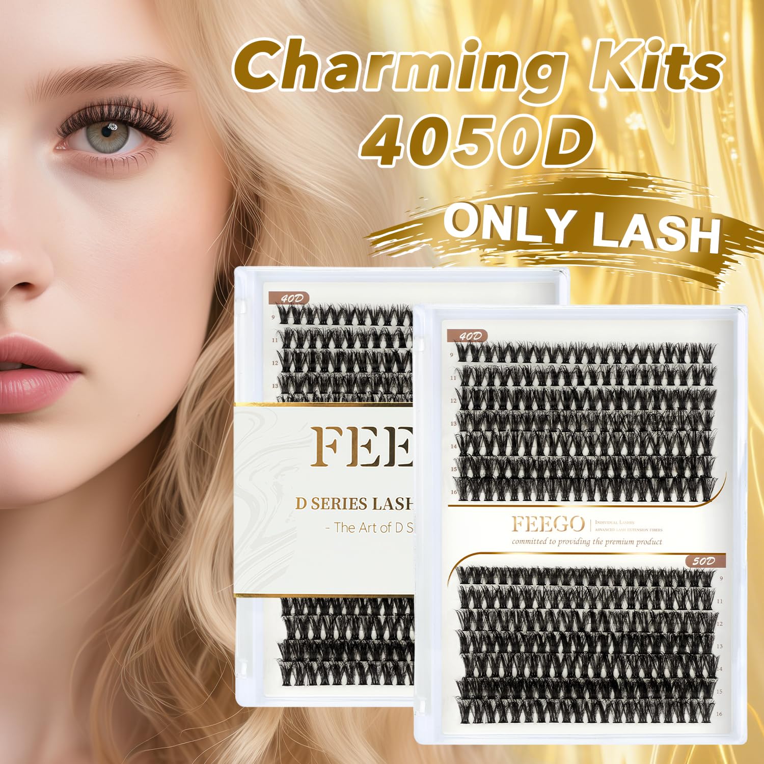 FEEGO Lash Extension Kit | Fluffy 9-16mm Cluster Lashes, Waterproof & DIY Friendly