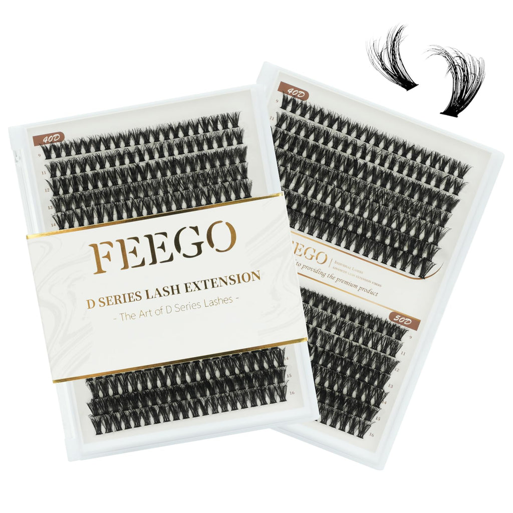 FEEGO Lash Extension Kit | Fluffy 9-16mm Cluster Lashes, Waterproof & DIY Friendly