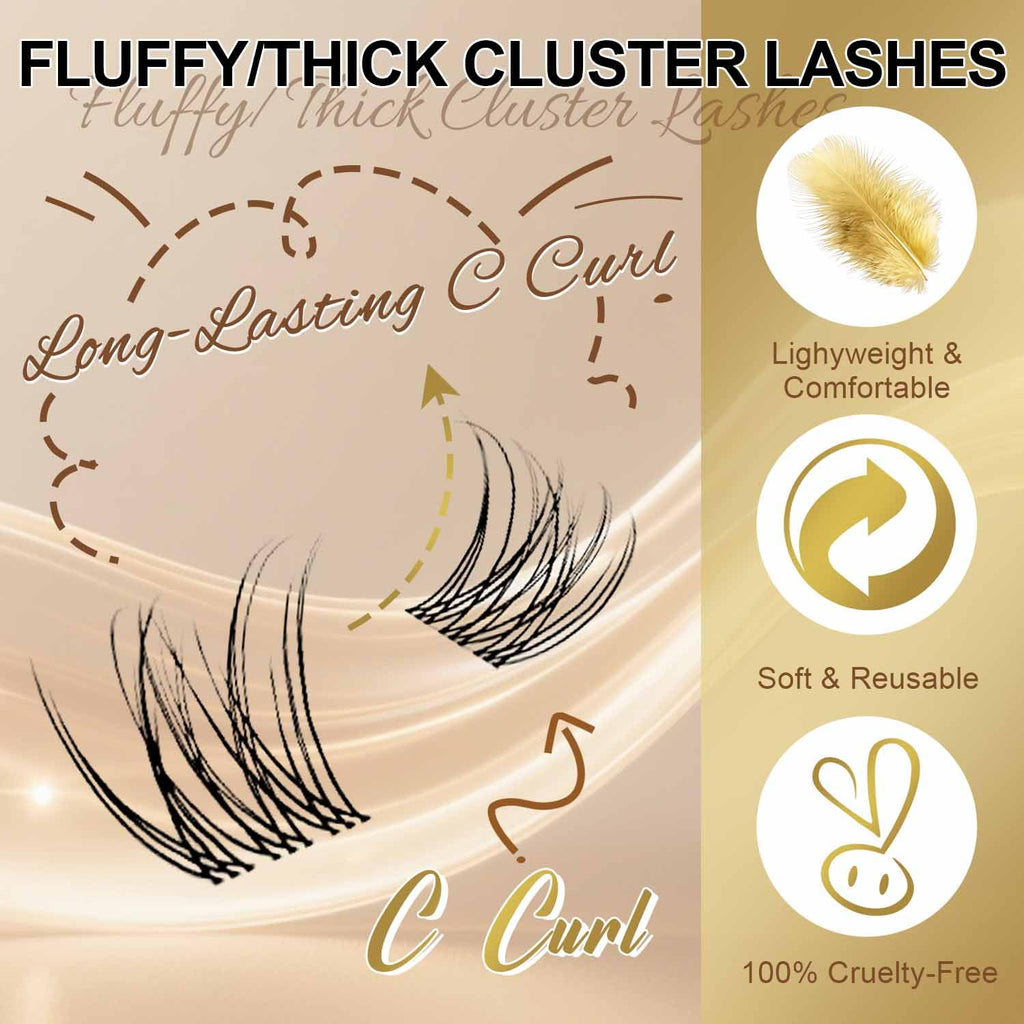 FEEGO Natural Lash Extension Kit 168Pcs – DIY Lash Clusters with Glue & Tweezers (8–14mm)