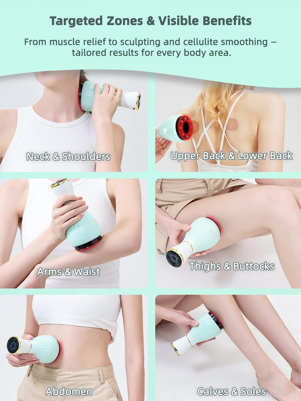 FEEJOY Electric Lymphatic Drainage Massager with Pulse Therapy & Heat – 12-Level Cupping for Body Sculpting