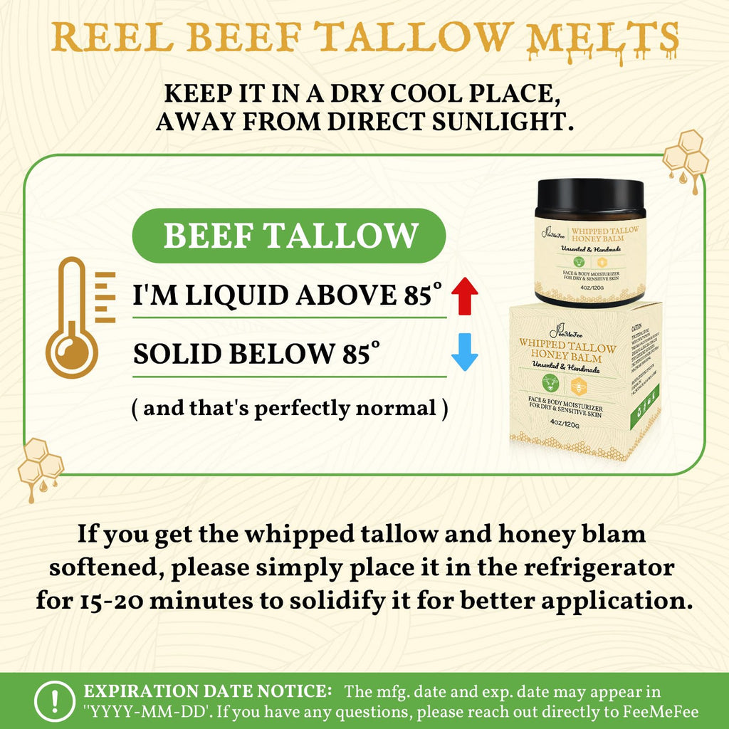 FeeMeFee Beef Tallow for Skin – Unscented Whipped Face & Body Moisturizer