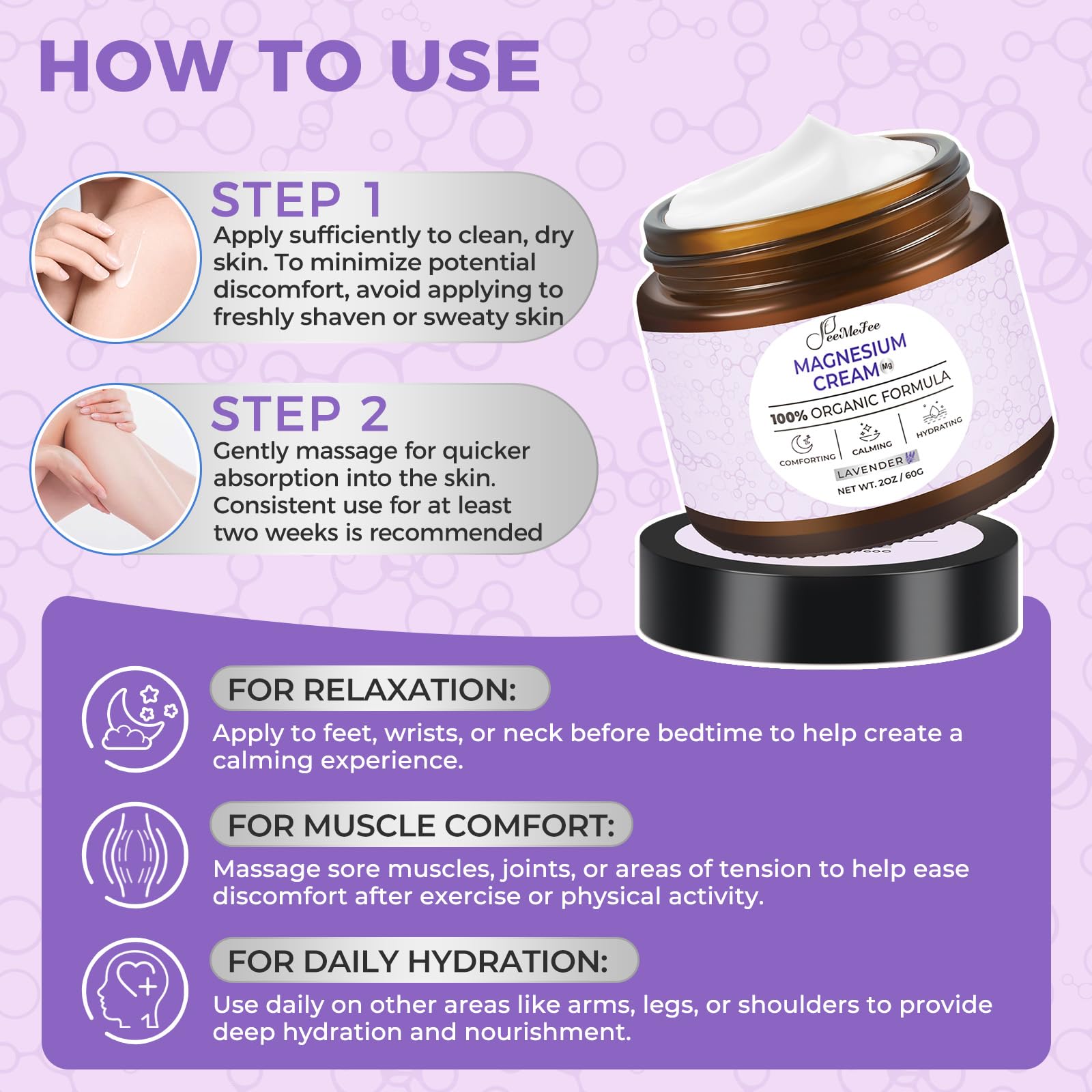 FeeMeFee Magnesium Lotion for Sleep, Relaxation & Muscle Support – 2 oz