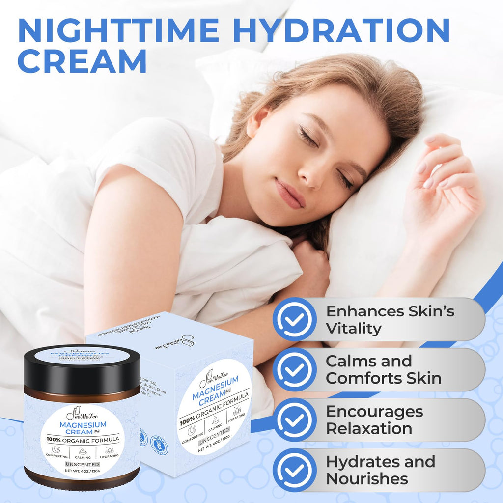 FeeMeFee Magnesium Lotion for Sleep – Fragrance-Free, Ocean-Derived Magnesium Cream (4 oz)