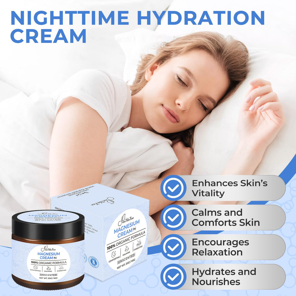 FeeMeFee Magnesium Lotion for Sleep, Muscle Relaxation & Hydration | Unscented 2 oz