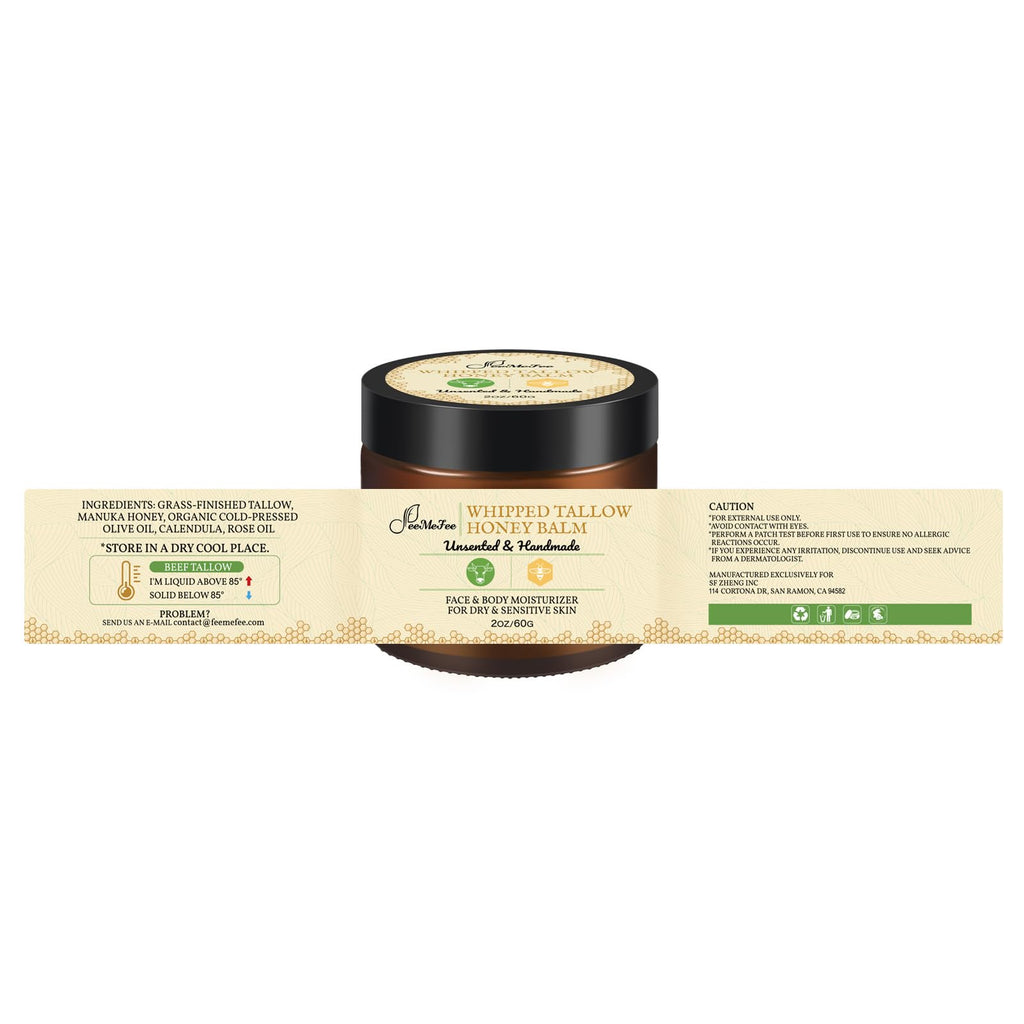 FeeMeFee Beef Tallow Face Balm – Whipped, Unscented Moisturizer (2oz)