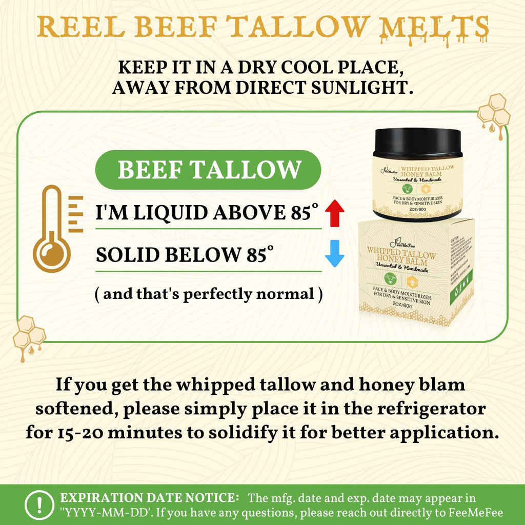 FeeMeFee Beef Tallow Face Balm – Whipped, Unscented Moisturizer (2oz)