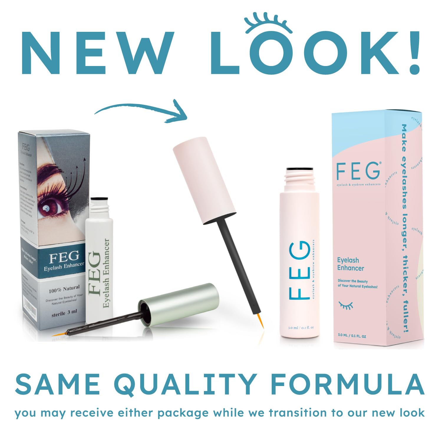 FEG Eyelash Enhancer – Natural Lash Growth Serum (3-Pack, 3ml Tubes)