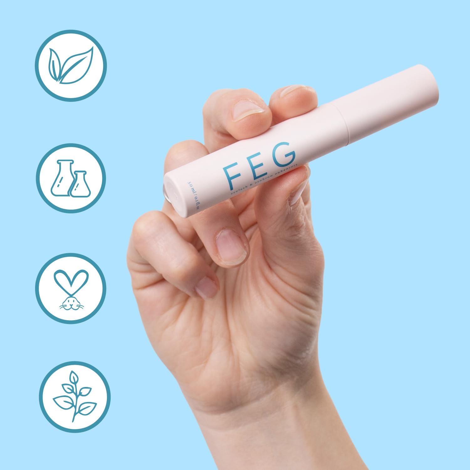 FEG Eyelash Enhancer Serum – Natural Growth for Thick, Long Lashes | 2-Pack 3ml Tubes