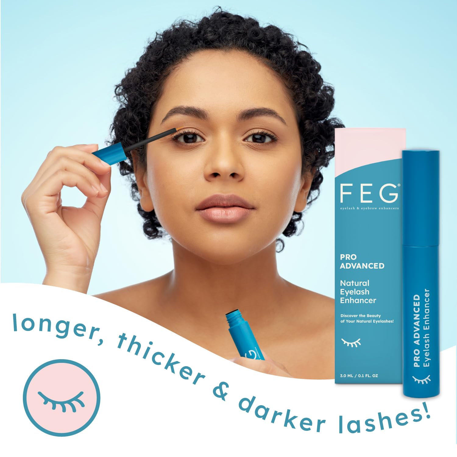 FEG Pro Advanced Natural Eyelash Enhancer Serum | Extra Strength Growth, 3ml