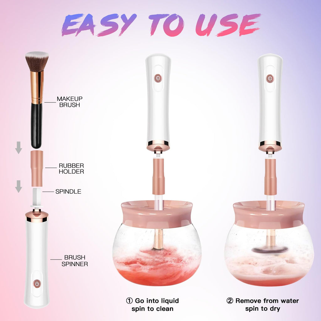 FEIMINI Makeup Brush Cleaner Machine — Auto Clean & Dry, Fits Most Brush Sizes