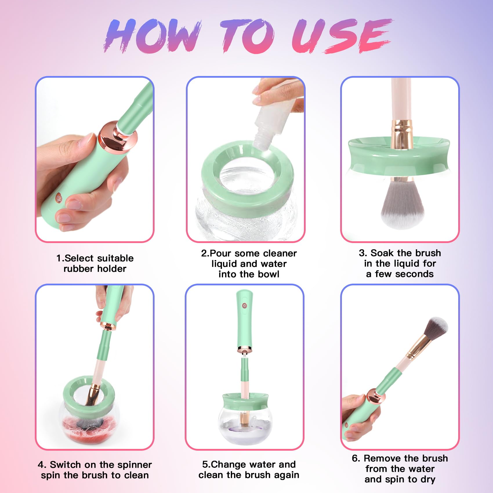 FEIMINI Makeup Brush Cleaner and Dryer Machine – 2-in-1 Spin Clean & Dry