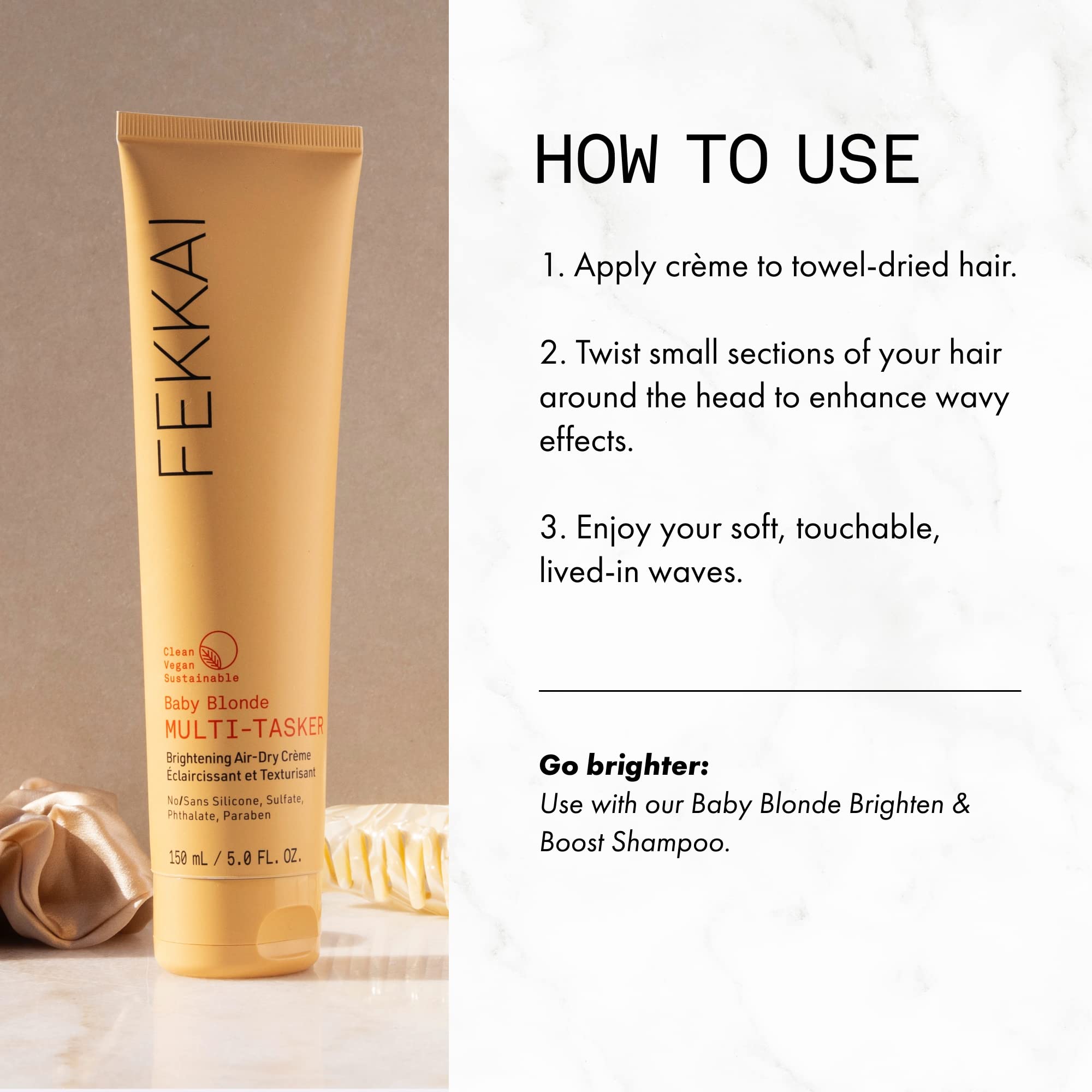 Fekkai Baby Blonde Brightening Air-Dry Creme – 5 oz | Salon-Grade, Vegan & Cruelty-Free