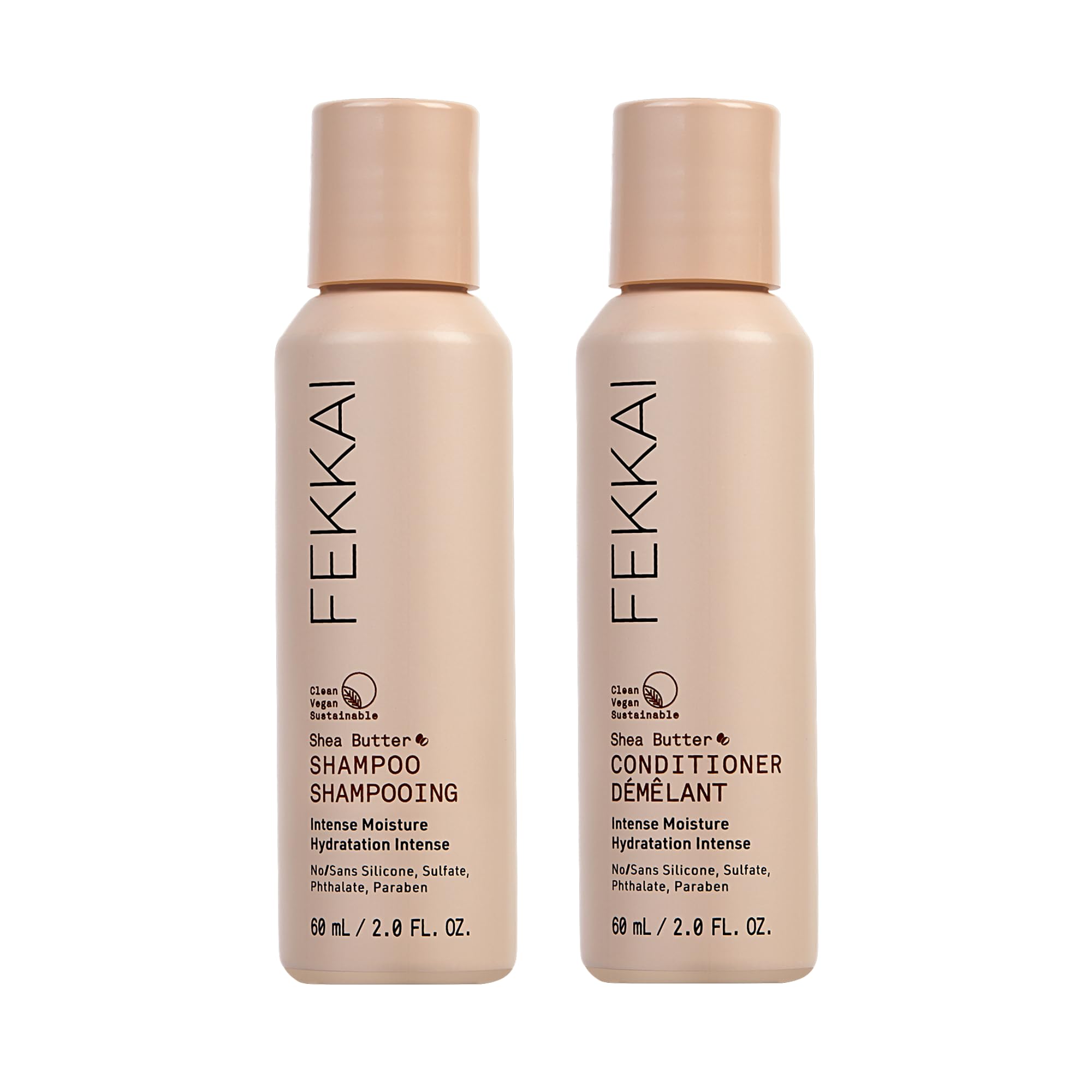 FEKKAI Shea Butter Shampoo & Conditioner (2 oz) – Moisture, Softness & Shine | Frizz Reduction Up to 12H