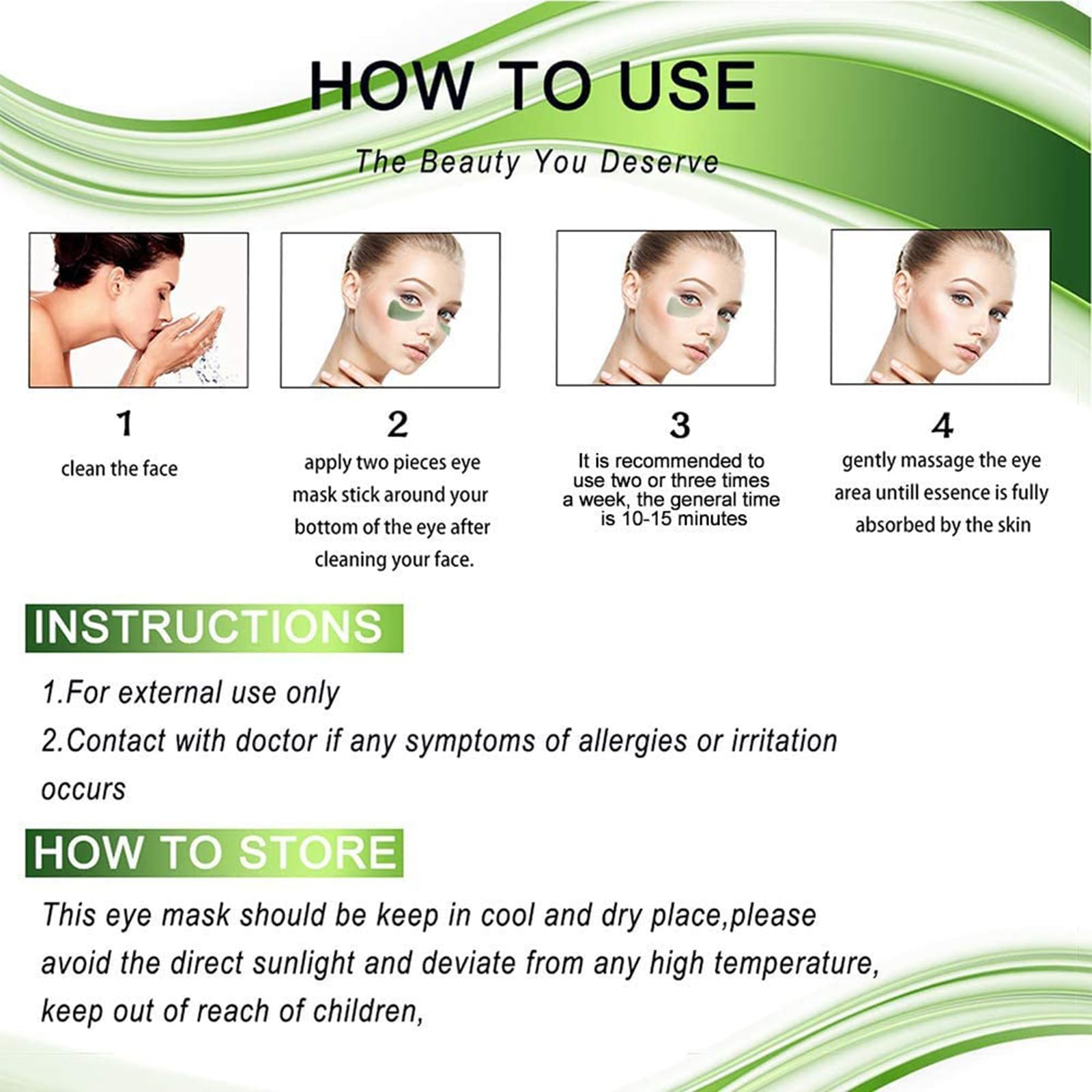 Felico 30 Pairs Lip & Under Eye Masks | Crystal Pink Lip Masks & Seaweed Eye Masks