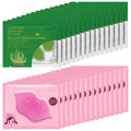Felico 30 Pairs Lip & Under Eye Masks | Crystal Pink Lip Masks & Seaweed Eye Masks