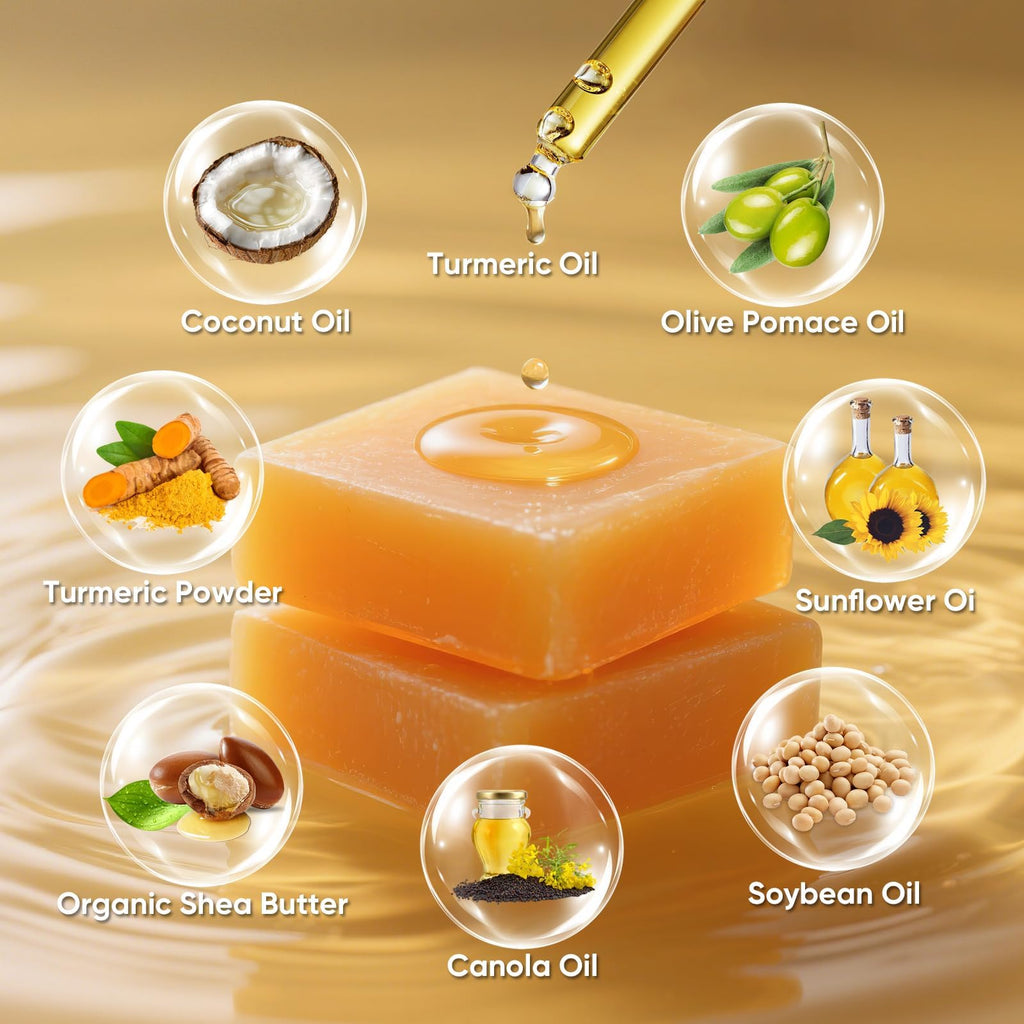 Femani Turmeric Cleansing Set – 50 Pads, Soap Bar & Face Wash with Brush