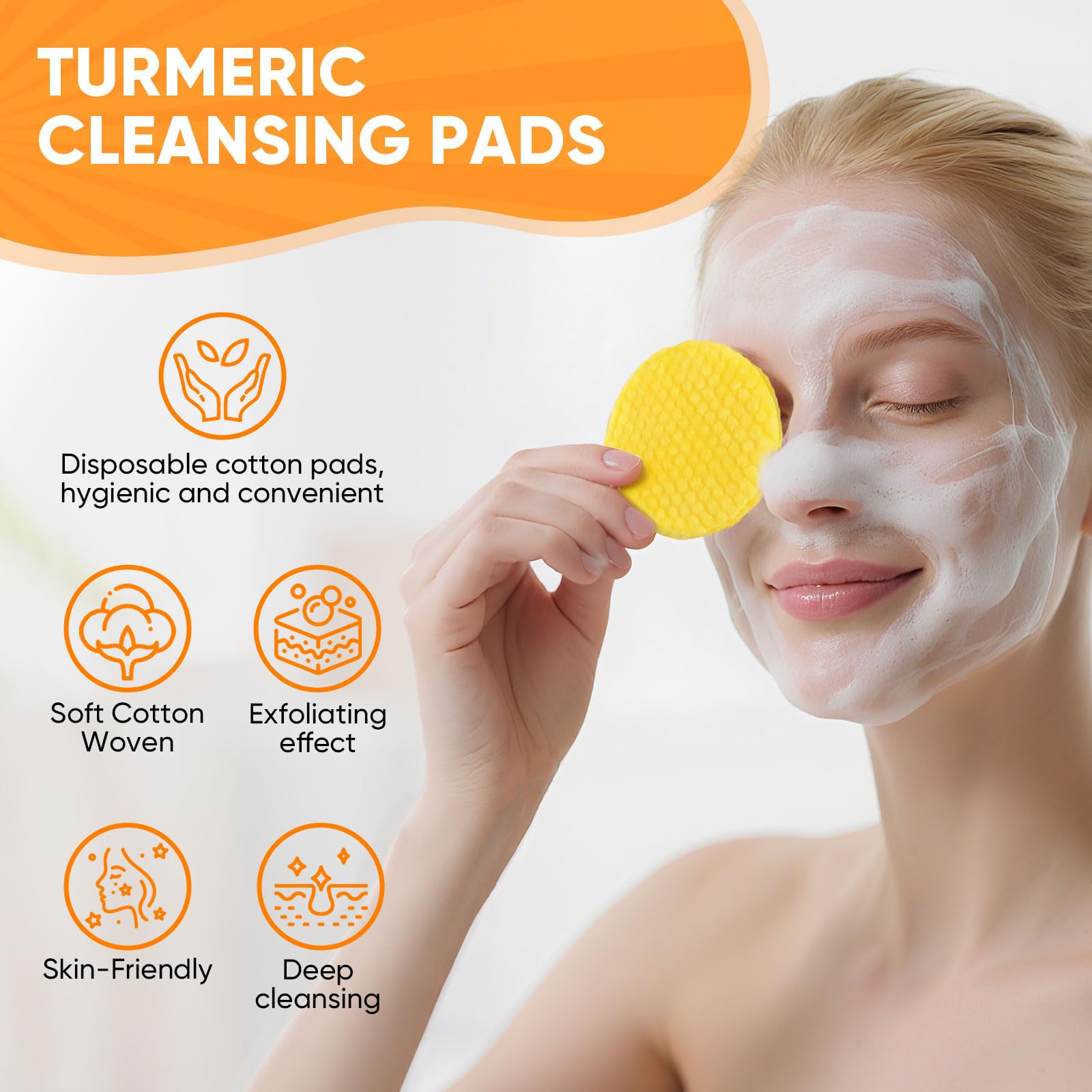 Femani Turmeric Cleansing Set – 50 Pads, Soap Bar & Face Wash with Brush
