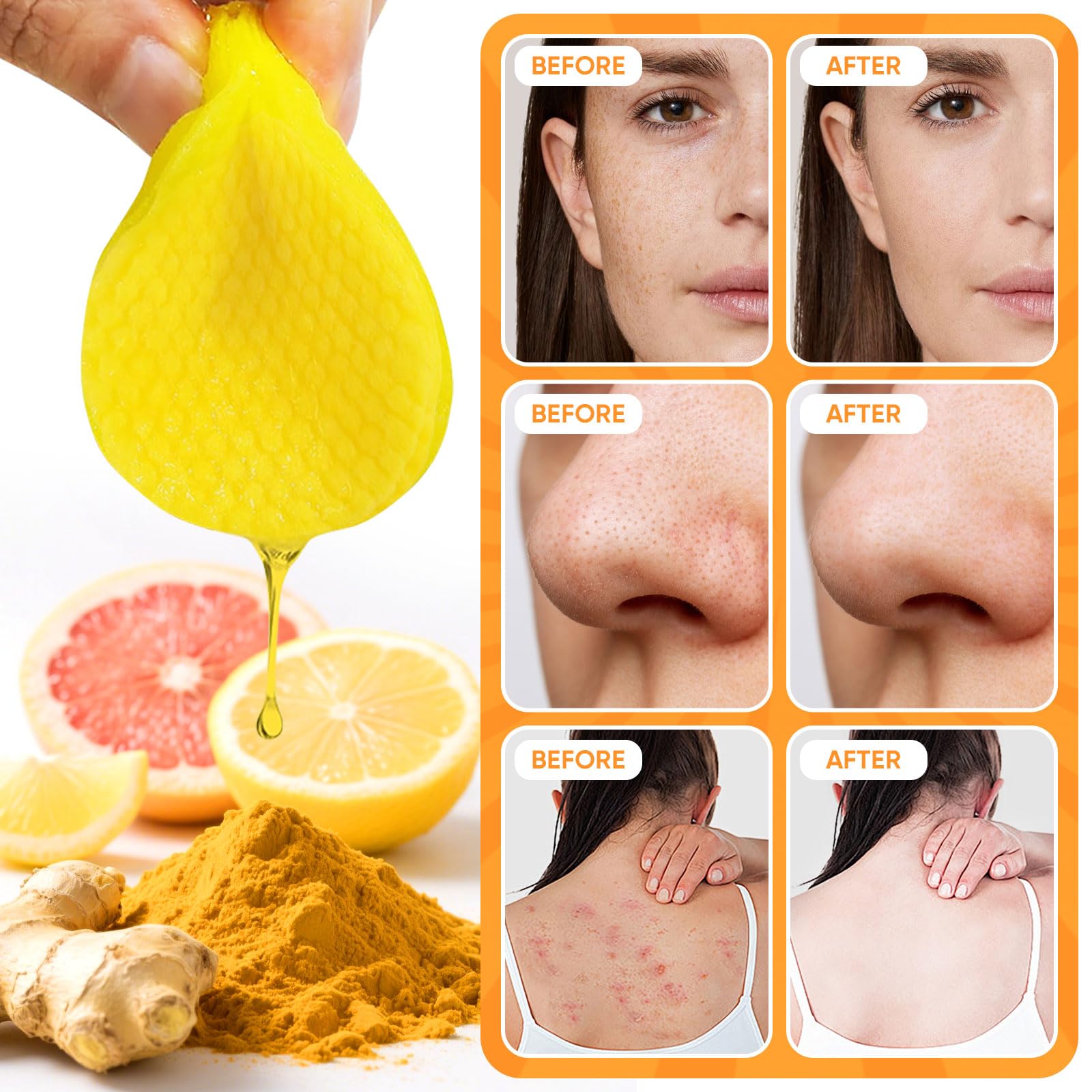 Femani Turmeric Cleansing Set – 50 Pads, Soap Bar & Face Wash with Brush