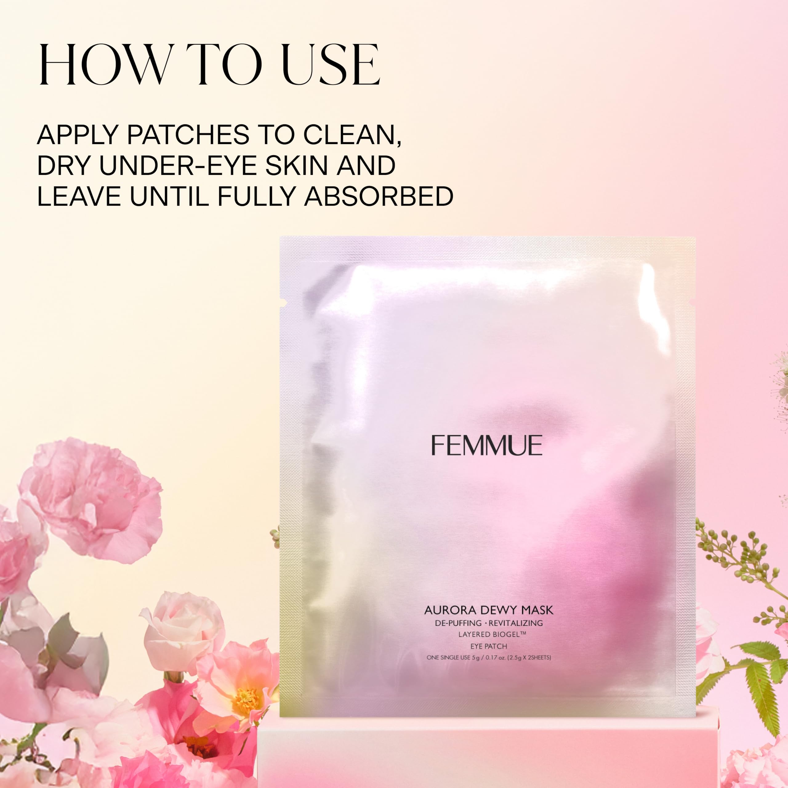 FEMMUE Aurora Dewy Eye Patches (4pk) | Cooling Under-Eye Mask with Niacinamide & Caffeine