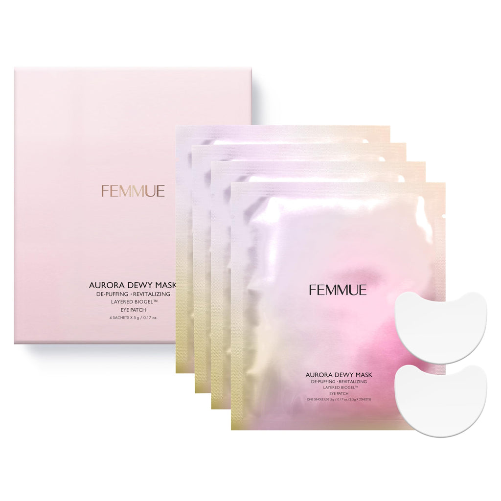 FEMMUE Aurora Dewy Eye Patches (4pk) | Cooling Under-Eye Mask with Niacinamide & Caffeine