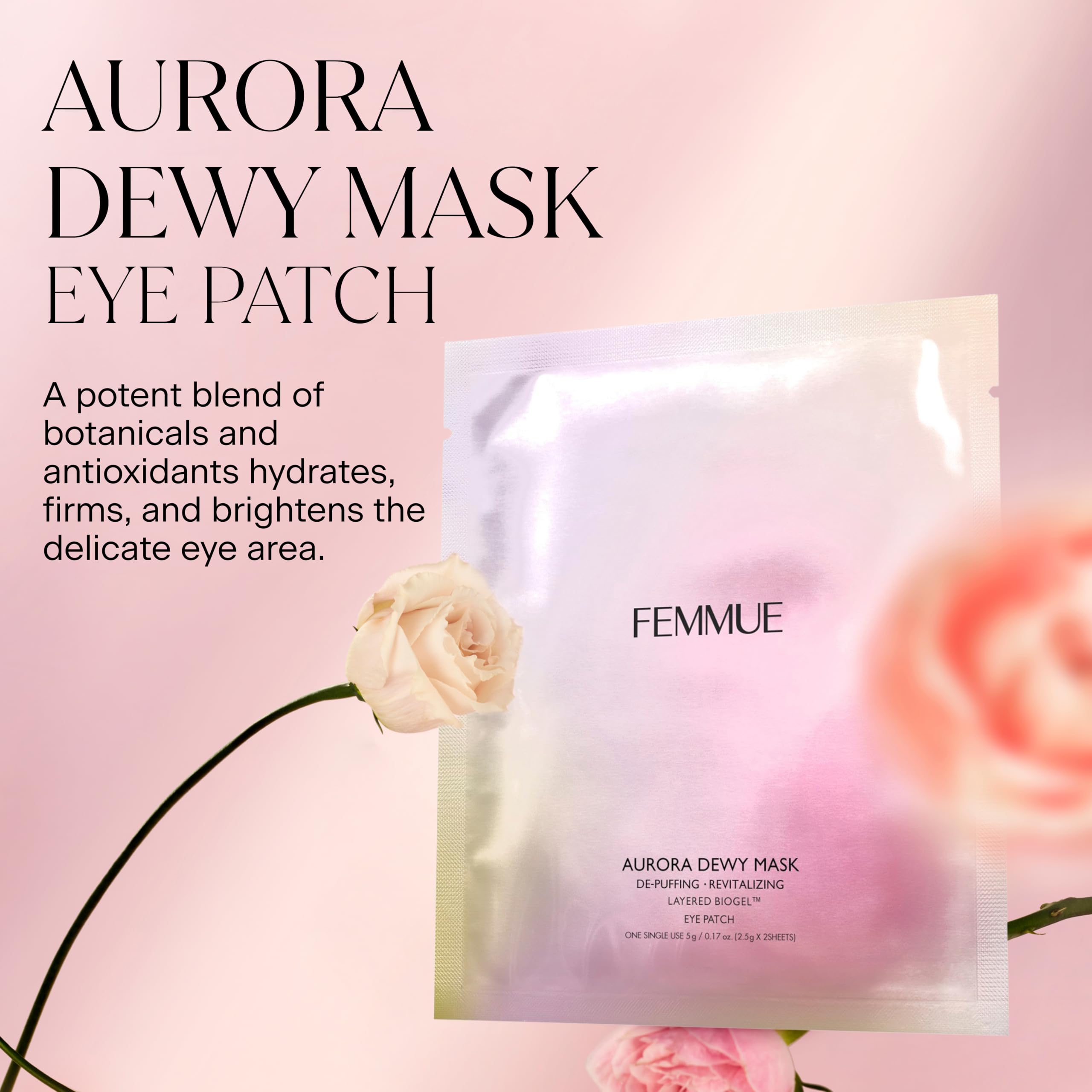 FEMMUE Aurora Dewy Eye Patches (4pk) | Cooling Under-Eye Mask with Niacinamide & Caffeine