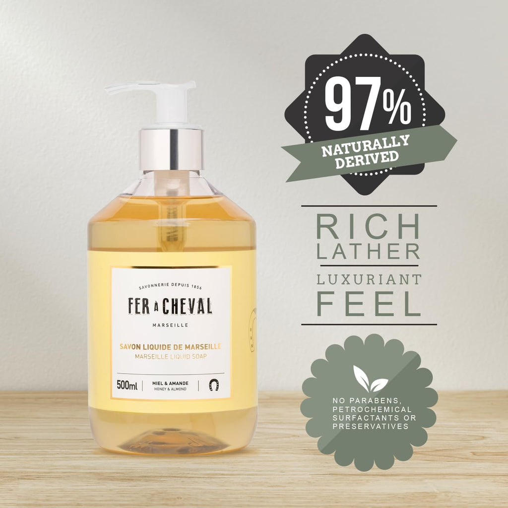 Fer à Cheval Honey & Almond Nourishing Liquid Soap – Ultra Gentle, 2x500ml