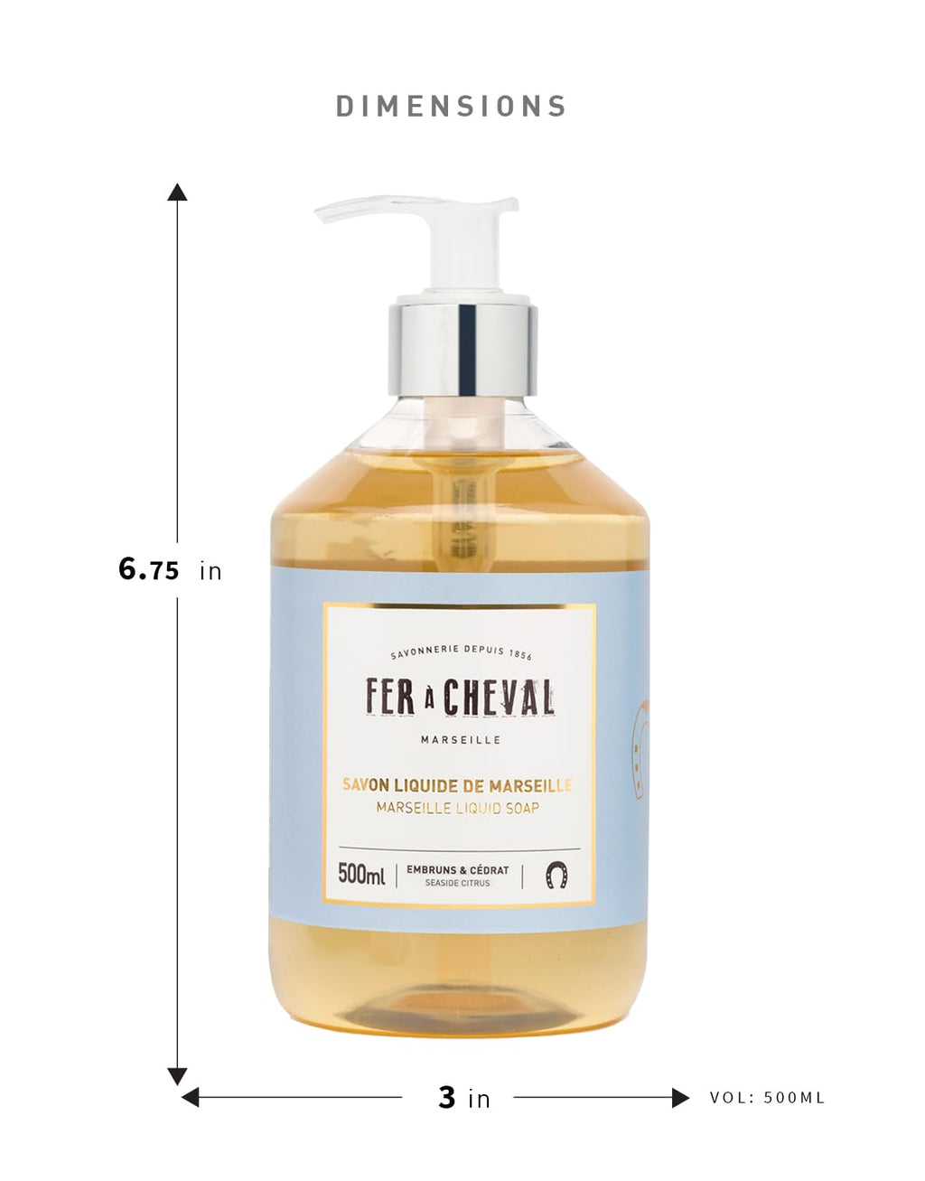 Fer à Cheval Marseille Liquid Soap – Seaside Citrus 500ml (Set of 2) | Luxury French Soap