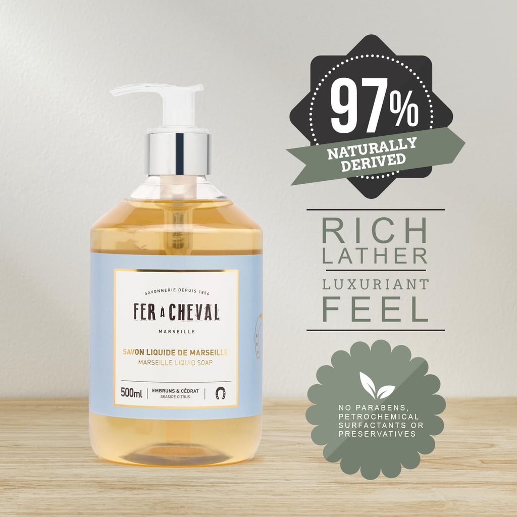 Fer à Cheval Marseille Liquid Soap – Seaside Citrus 500ml (Set of 2) | Luxury French Soap
