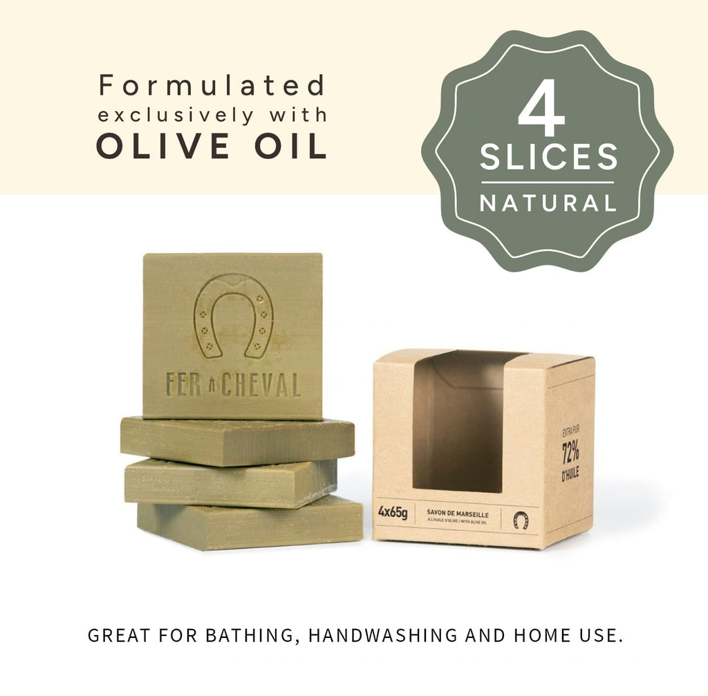 Fer à Cheval Pure Olive Savon de Marseille Soap – 4x65 g Sliced Cubes