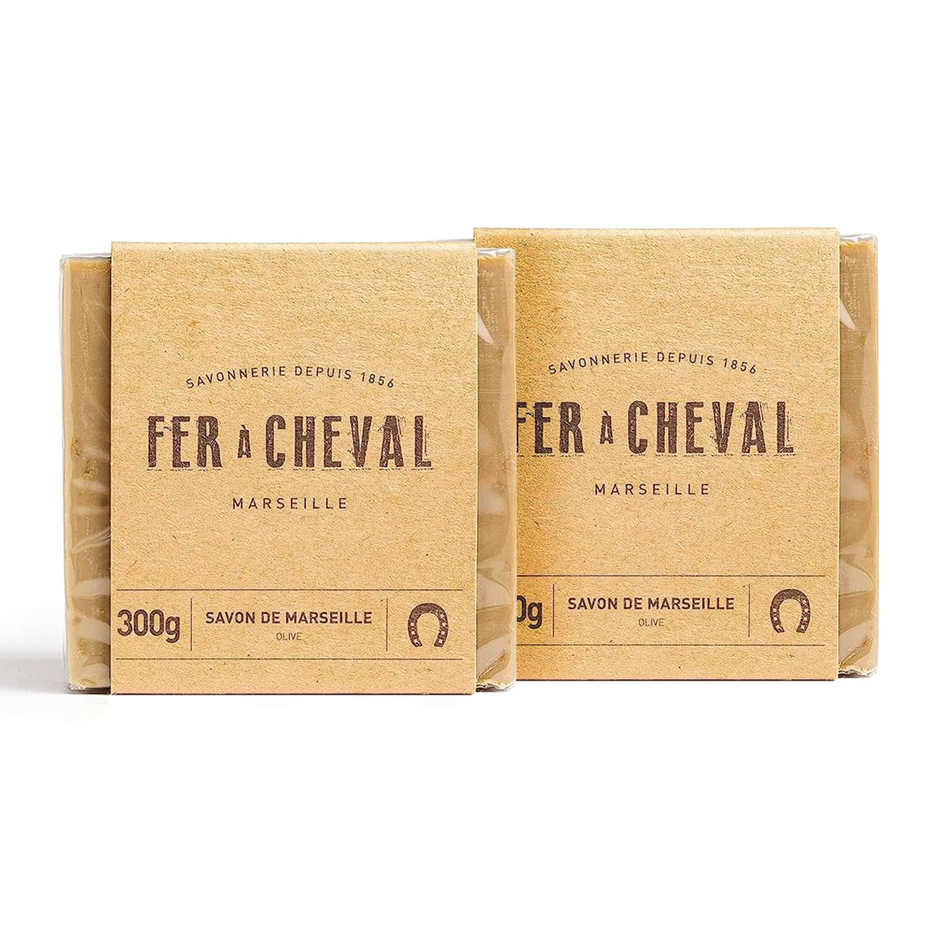 Fer à Cheval Savon de Marseille Olive Oil Soap Cube 300 g (2 Pack) – Palm Oil Free, Traditional French Artisan Soap