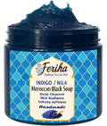 FERIHA Moroccan Black Soap Indigo Sahara Nila — 100% Natural Artisan Beldi Soap, Hammam Ritual