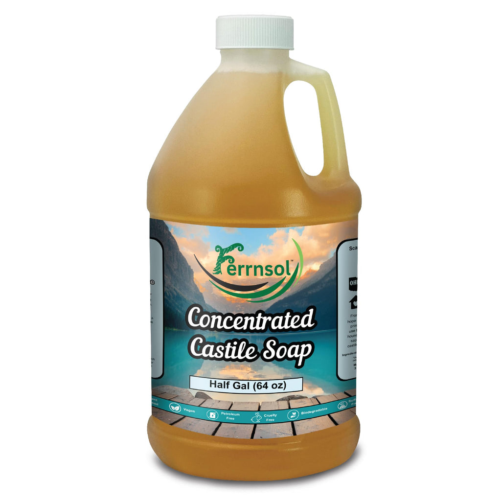 Ferrnsol Castile Gel Soap – Unscented 64oz Refill, Concentrated & Biodegradable